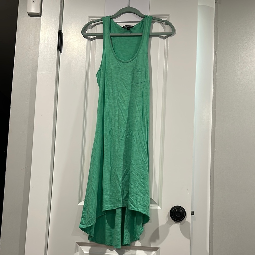 Green Sleeveless Express High-Low Racerback Dress
